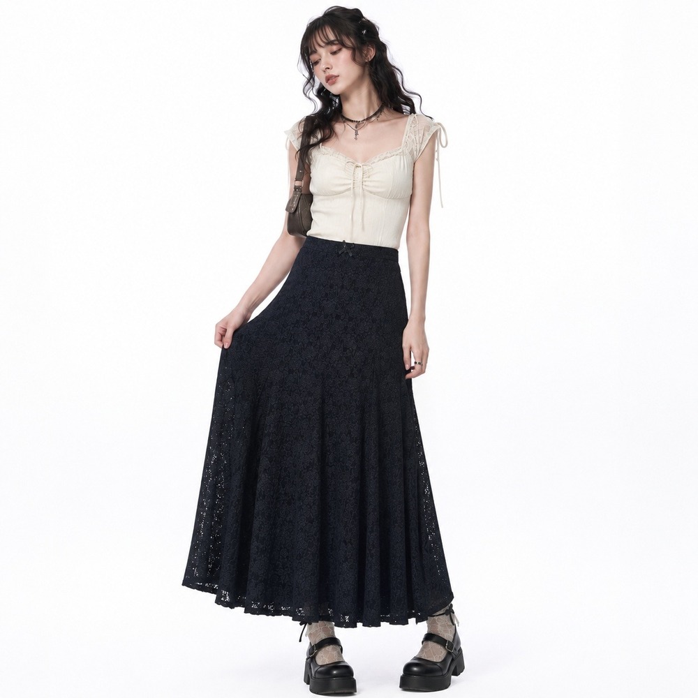 Madden Girl Black Lace Maxi Skirt